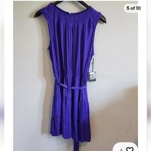 Simply Vera Vera Wang Purple Blouson Flared Boho Sash Belt Midi Dress Sz 2XL NWT - Picture 5 of 10